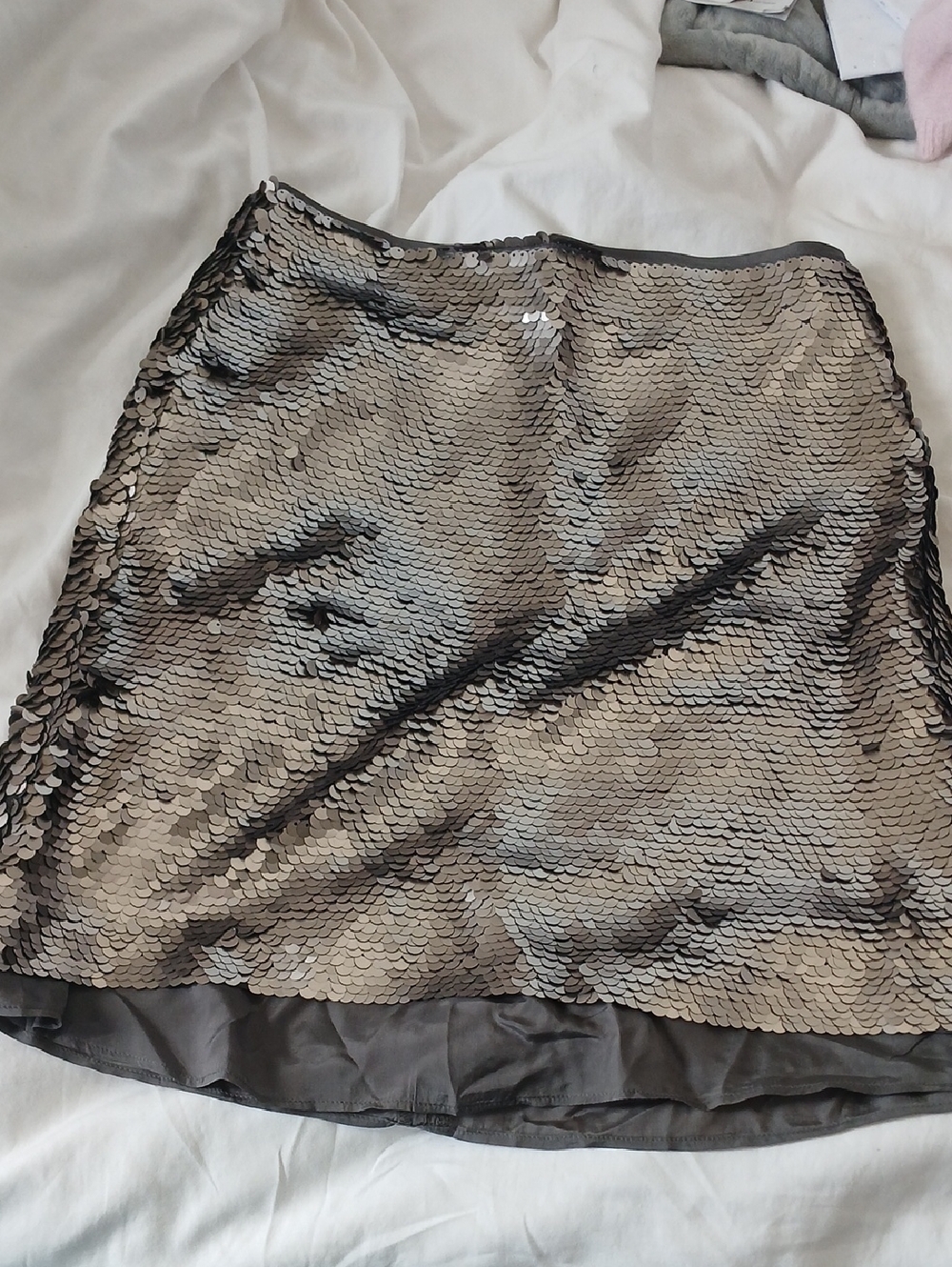 Sequin Mini Skirt in Metallic Silver